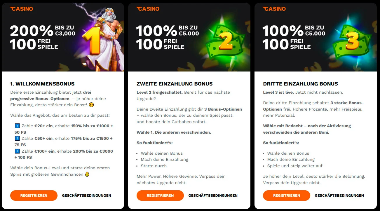 level up casino bonuses