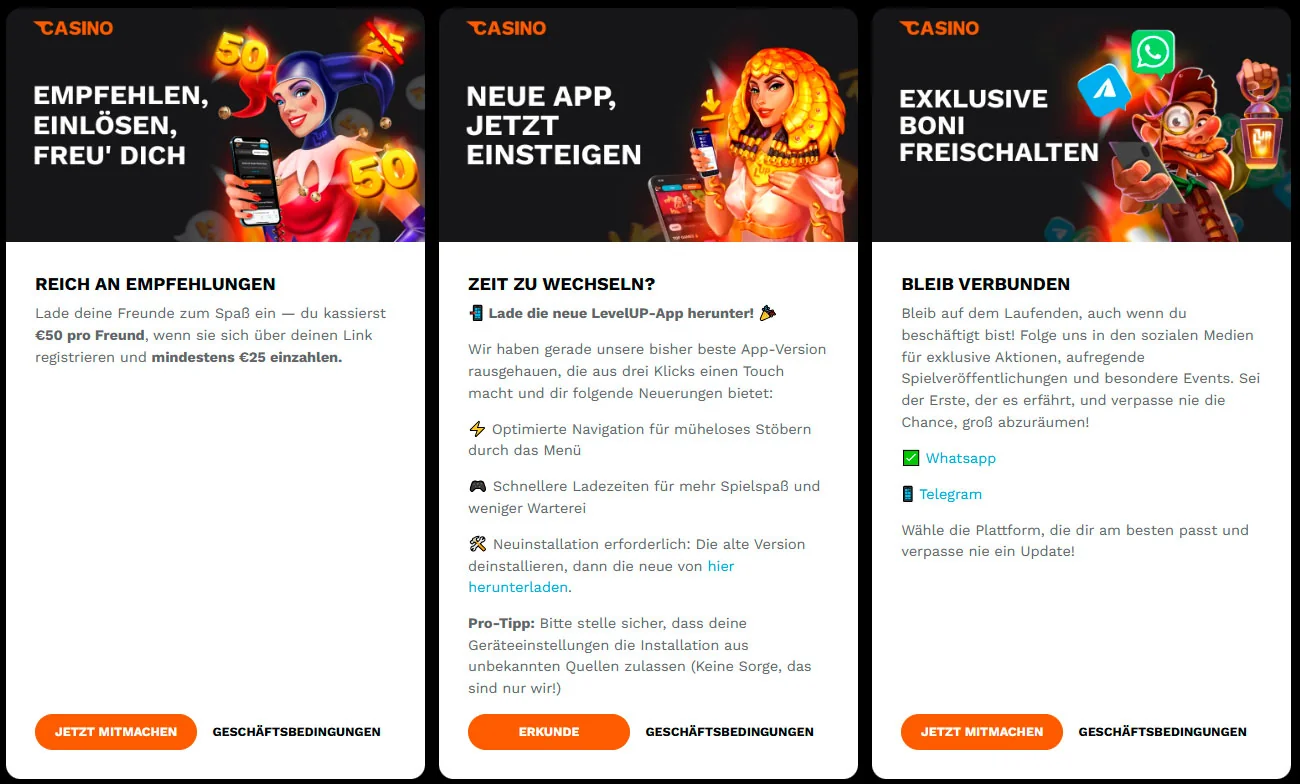 promo level up casino