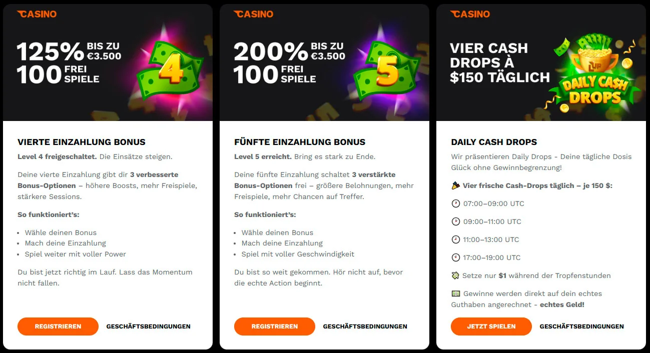 bonuses level up casino